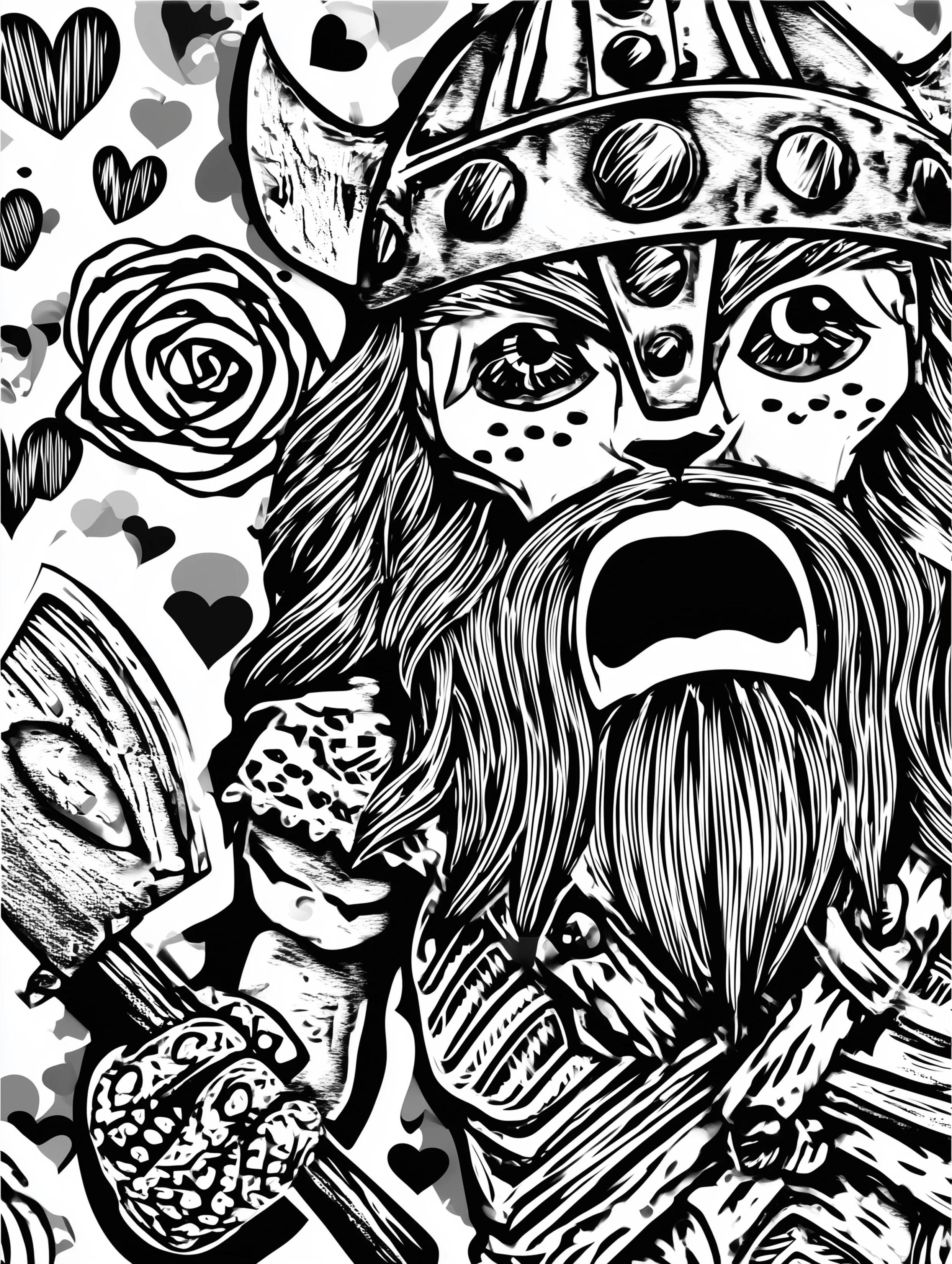 Free printable viking coloring page for adults featuring an upset viking with a beard